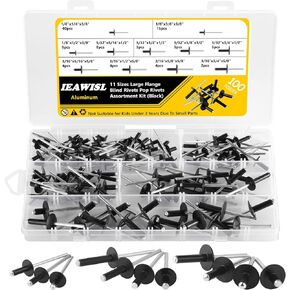 270PCS Rivets, Pop Rivets Aluminum 8 Sizes Blind Rivets Assortment Kit (1/8" 3/16"), Black Rivets Assorted Blind Rivets for Airplanes, Ships, Rails and DIY
