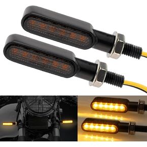TSUNG دراجة نارية متتابعة LED بدوره إشارات الجبهة المقود الوامضات الصغيرة المتدفقة علامة ضوء عالمي متوافق مع هارلي هوندا ياماها سوزوكي Caferacer شارع الدراجة كروزر (أسود العنبر)