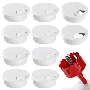 Desk Grommet 2 Inch (50 mm) 10 Pieces, Desk Cord Hole Cover Black, 2 Inch Grommet Hole Cover ABS Plastic, Desk Hole Cover for Cables with Hole Saw for Wires Cables Through The Countertop by XIOGZAXI