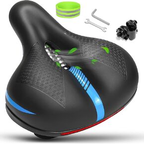 Bike Seat for Men & Women Comfort, Thick & Soft Memory Foam Bicycle Seat Cushion, Comfortable Padded Bike Saddle for Mountain Bike, Beach Cruiser, Ebike, Stationary Bike, Universal Replacement