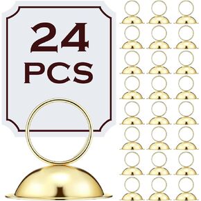 24 Pcs Place Card Holders Metal Table Number Holders Table Card Holder Stands Table Sign Holders Table Number Stands Tabletop Menu Holders for Wedding Christmas Restaurant Banquet(Gold)