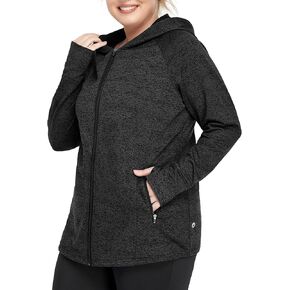 FOREYOND Women Plus Size Fleece Jackets Full Zip Up Hoodies Lightweight Workout Clothing for Running Yoga Gym