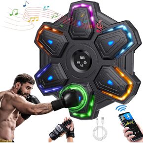 2024 Upgrade Colorful LED Music Punching Machine with Gloves,Bluetooth Boxing Music Trainer, Music Boxing Machine for Adults,Boxing Machine Wall Mounted Music,Sport Appliances Boxing for Home,Office