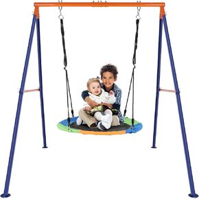 40" Saucer Swing with Stand for Kids Outdoor, 440lbs Swing Set with Heavy Duty Metal Swing Stand for Backyard, Safe Waterproof Round Swing,Outdoor Kids Play Equipment