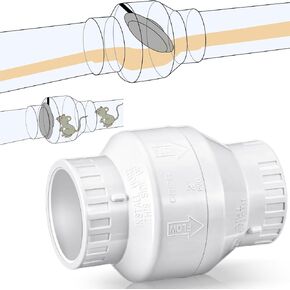 Geetery 2 Inch PVC Slip Swing Check Valve No Spring Back Flow Preventer Valve White No Return Valve Silent Backflow Valve for Backflow Prevention, Reduces Water Hammer Noise in Saudi Arabia