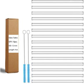 Borosilicate Glass Tubes for Glass Blowing: Glass Tubing 12mm Glass Blowing Tubes 6 inch Short Glass Straws Shatter Resistant Clear Glass Pipe in Kuwait