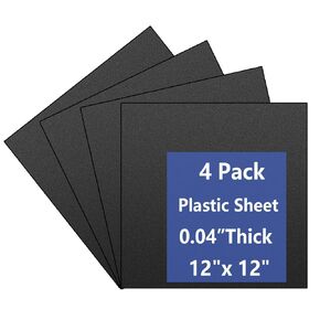4 Pack Black Plastic Sheets 12x12x0.04 in Flexible High Tensile Plastic Sheets,Plastic Sheet Hard Plastic Sheet Black Plastic Panel for DIY Materials Handicrafts Home Decoration