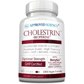 Approved Science Cholestrin - Lipid Level Support - Antioxidants, Lecithin, Berberine HCL, Berries, BioPerine - 60 Capsules - Made in USA