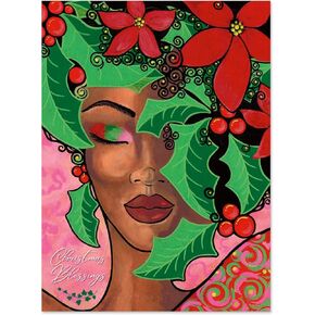 Shades of Color Merry & Bright African American Christmas Cards 5 x 6.75 inches, 15 Cards and Envelopes (X23-182)