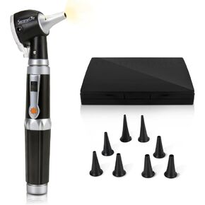 SereneLife 2-in-1 Fiber Optic Otoscope Kit-Home Internal Ear Inspection Instrument w/LED Digital Light,3X Magnification w/Storage,Washable Ear Tips for Children,Adults or Pets-SereneLife