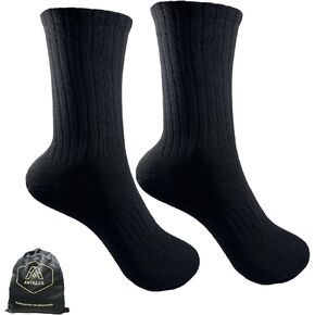 Black Crew Compression Socks- Pack of 5 with Bag |Athletic Socks,Cushioned Socks,Sweat Absorbent,Arch Support,Running, Hiking Sports Socks