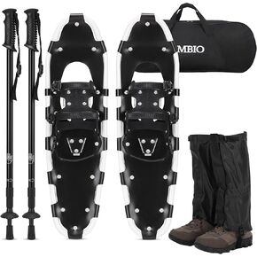 AMBIO 3 in 1 Snowshoes for Men Women Youth Kids, Light Weight Aluminum Snow Shoes with Trekking Poles and Carrying Tote Bag