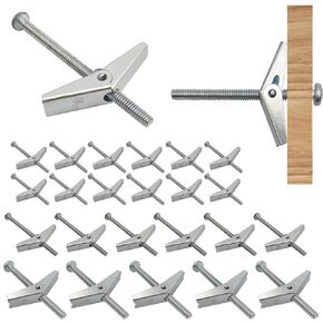 DanziX 24pcs Butterfly Drywall Anchors Toggle Bolts,1/4", 3/16", 1/8" Metal Butterfly Toggle Bolts,3 Sizes Hollow Wall Anchors