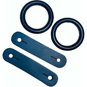 Peacock Safety Irons Stirrups with Rubber Rings & Leather Clips TABS Replacement Set FILLIS Black Rubber Bands Leather Loops Replacement