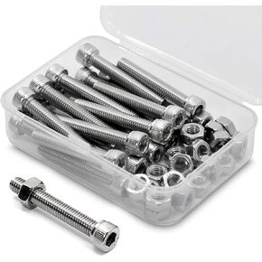 (15 Sets) M8 x 30mm Bolts and Nuts Kit Socket Head Cap Screws AISI 304 Stainless Steel (18-8),Full Thread, Bright Finish in Kuwait
