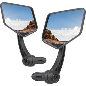 1 Pair Bike Mirror Handlebar end Mount Bike Mountain Mirrors HD Glass Flat Lens, Nylon Shell Shockproof Bicycle Mirror E-Bike Mirrors, Safe Cycling Rear View Wide Vision Mirrors