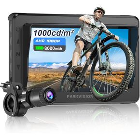 مرآة دراجة المقود PARKVISION، كاميرا رؤية خلفية للدراجة مع مظلة شمسية مضادة للوهج، شاشة 4.3 بوصة HD 1080P، بطارية 8000 مللي أمبير، رؤية زاوية واسعة 120 درجة، كاميرا الدراجة للجبال، الدراجة الإلكترونية، دراجة الطريق in Kuwait