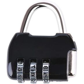 Black Mini 3-Digit Combination Padlock - Zinc Alloy Security Lock for Lockers, Luggage, Travel Bags, Backpacks, and Small Storage Containers - Resettable and Colorful