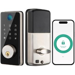 Keyless Entry Door Lock with Keypad - Fingerprint Door Lock - Smart Locks for Front Door - Electronic Keypad Smart Deadbolt Lock - Biometric Smart Digital Door Lock with Code -Auto Lock