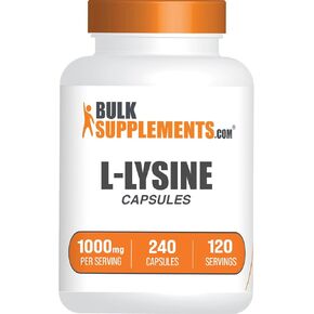 BulkSupplements.com L-Lysine HCl Capsules - Lysine Supplement, Lysine 1000mg Capsules - for Immune Support, Gluten Free, 2 Capsules per Serving, 240 Capsules (Pack of 1) in Kuwait
