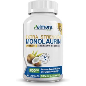 Extra Strength Monolaurin 1,600mg per Serving, 800mg per Capsule