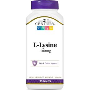 21st Century Healthcare L-Lysine 1000 mg, 90 Count Tablets