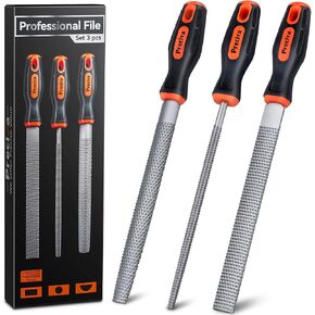 Preciva 18PCS File Set, 18 in1 High Carbon Steel Multipurpose File Set Includes 4PCS Flat/Triangle/Half-Round/Round Large File & 12PCS Needle File & Brush & Portable Bag.
