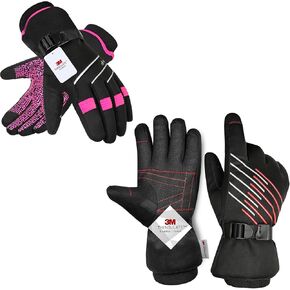 MOREOK 3M Thinsulate Winter Gloves MK020F One Pair(Pink-Medium 3M Thinsulate Winter Ski Gloves MK024F One Pair(Red-Medium