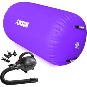 AWSUM 4ft L x 2.5ft Diam الجمباز الهواء الأسطوانة تراجع حصيرة برميل Backbend المدرب لمعدات الصالة الرياضية نفخ مع مضخة كهربائية in Kuwait