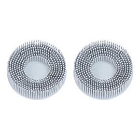 HARFINGTON 2pcs Bristle Disc 3" 120 Grit Abrasive Brush Deburring Electric Disc Brush with Quick Change Roll Lock Abrasive Coating Removal Disc for Metal, White