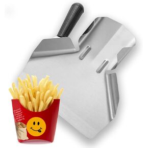 Bimeon® Stainless Steel French Fry Popcorn Scoop, Quick Fill Tool for Food Bags & Boxes, Multipurpose Utility Scooper for Bagger French Fries, Snacks, Desserts, Ice, Dry Goods (Right Handle)