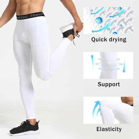 Mens Compression Pants Athletic Leggings Breathable Running Tights Workout Base Layer Bottom for Football Basketball in Kuwait
