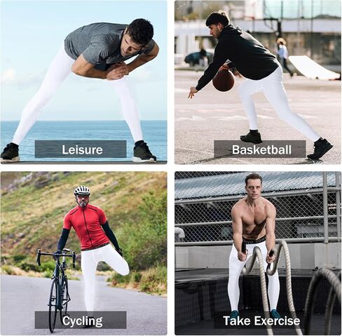 Mens Compression Pants Athletic Leggings Breathable Running Tights Workout Base Layer Bottom for Football Basketball in Kuwait