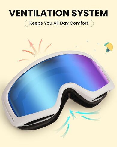 SNOWER Kids Ski Goggles, Anti-Fog Snow Goggles with OTG Design, 100% UV Protection, HD Lens for Kids Boys Girls in Saudi Arabia