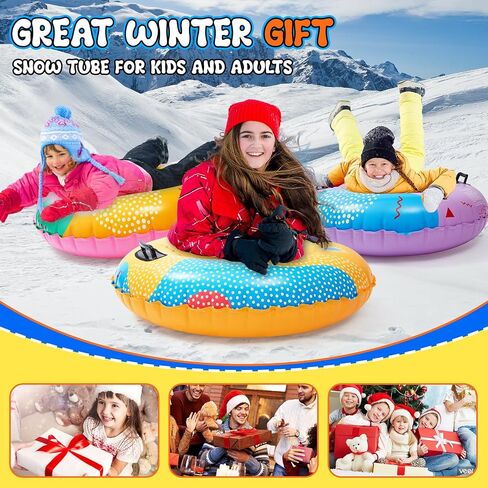 Snow Tubes, Snow Tubes Sleds for Sledding Inflatable Snow Tube, Thickened Heavy Duty Sleds for Winter with Handles, Snow Toys, Winter Outdoor Sports Toys,Snow Sleds for Family Activities 3 Set in Saudi Arabia