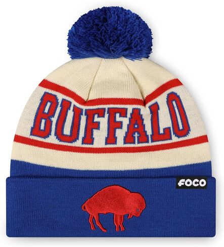 FOCO NFL Retro Team Logo Heritage Stripe Pom Beanie Hat in Saudi Arabia