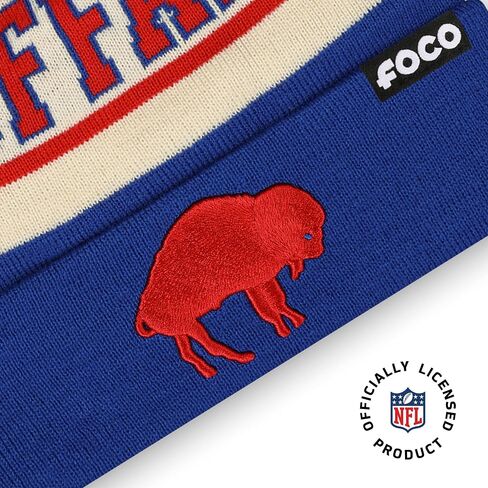 FOCO NFL Retro Team Logo Heritage Stripe Pom Beanie Hat in Saudi Arabia