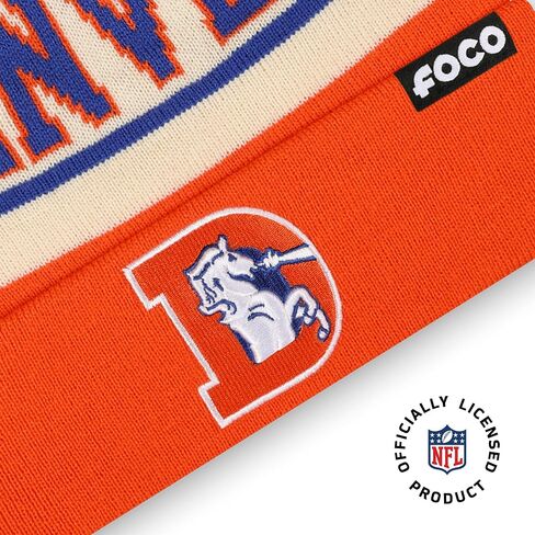FOCO NFL Retro Team Logo Heritage Stripe Pom Beanie Hat in Saudi Arabia