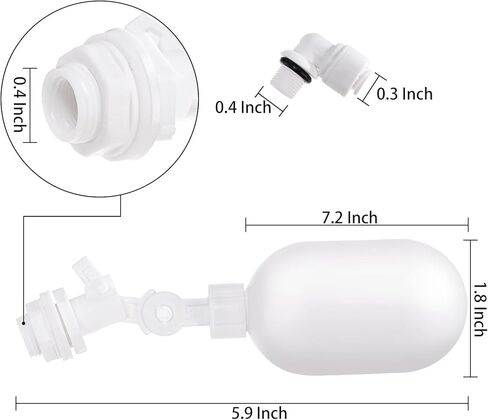 nicunom 8 حزمة صمام تعويم صغير، 1/4 بوصة صمام الكرة العائمة، صمام تعويم المياه البلاستيكية مع ذراع قابل للتعديل للتحكم التلقائي في مستوى المياه في الخزان، حوض مياه الماشية، أحواض السمك، تربية الأحياء المائية in Kuwait