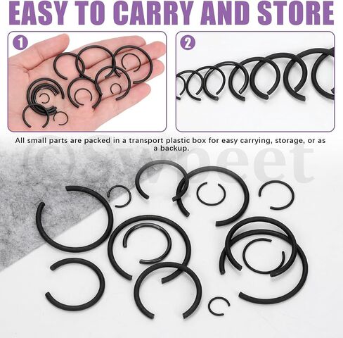 Swpeet 150Pcs 10 Sizes 10mm-26mm Carbon spring steel Manganese Steel Round Wire C-Clips External Snap Ring Assortment Kit, M10 M12 M14 M16 M18 M20 M22 M20 M24 M25 M26 Round Wire Snap Rings for shaft in Saudi Arabia