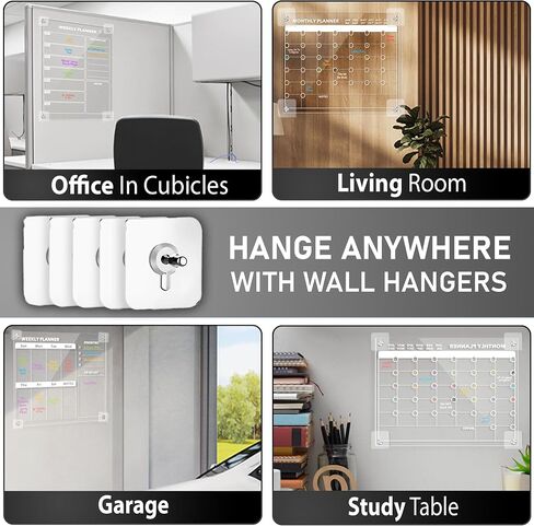 Clear Acrylic Magnetic Calendar for fridge(16x12) - Monthly & Weekly Planner Clear Dry Erase Boards for Refrigerator - 8 Vivid Markers & Smudge-Free Erasing - Complete Planning Set ! in Saudi Arabia