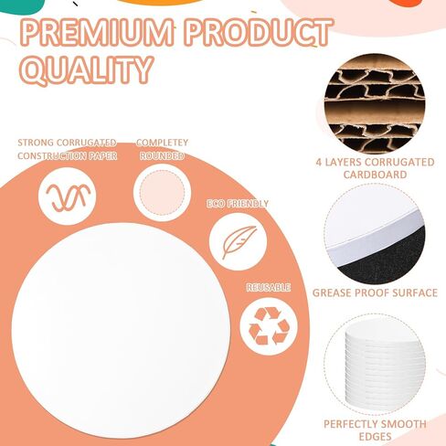 12Pcs 12 Inch Cake Drums, Round Cake Drum 12 Inch Cake Boards 12 Inch 1/2" Thick Sturdy Corrugated Cake Base for Multi-Layer Heavy, Tiered Cakes Display in Saudi Arabia