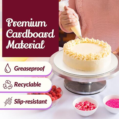Reli. Cake Boards (18 Pack), Multi Size (6, 8, 10 Inch) | White Cake Boards | 1/8" Thick Cake Board | Smooth Cardboard Cake Rounds | Greaseproof Cake Boards for All Desserts | 6 of Each Size in Saudi Arabia