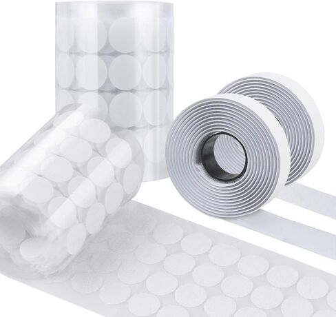 LuBanSir Self Adhesive Dots, 600pcs (300 Pairs) 0.78 Inch / 20MM Diameter Sticky Back Coin Dots with 2 Roll 1" Width Hook and Loop Adhesive Tapes - 6.55 Feet Length, White in Saudi Arabia