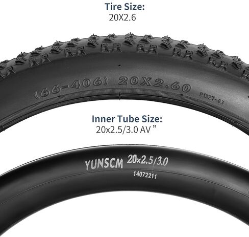 YUNSCM 20" Bike Tires 20x2.60/66-406 and 20" Bike Tubes Schrader Valve Compatible with Mountain/Off Road Bike 20 x 2.5 20 x 2.6 20 x 2.70 Bicycle Tires and Tubes (P-1327) in Saudi Arabia