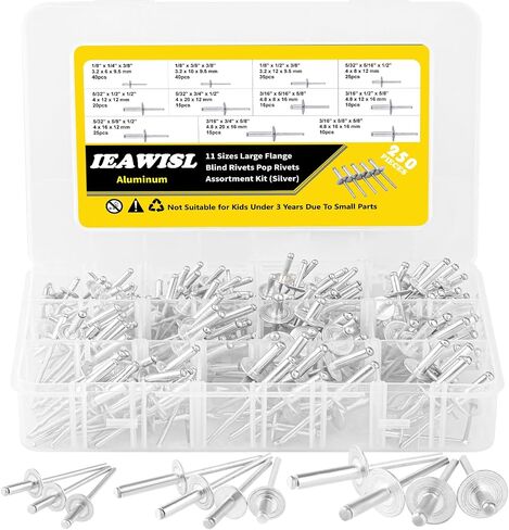 270PCS Rivets, Pop Rivets Aluminum 8 Sizes Blind Rivets Assortment Kit (1/8" 3/16"), Black Rivets Assorted Blind Rivets for Airplanes, Ships, Rails and DIY in Saudi Arabia