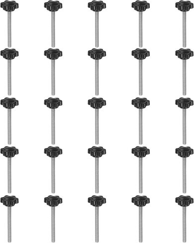 HARFINGTON 25pcs Star Knobs M5 x 12mm 304 Stainless Steel Threaded Stud 25mm Plastic 6-Star Head Hand Tightening Thumb Screw Clamping Jig Knob Handle, Black in Saudi Arabia