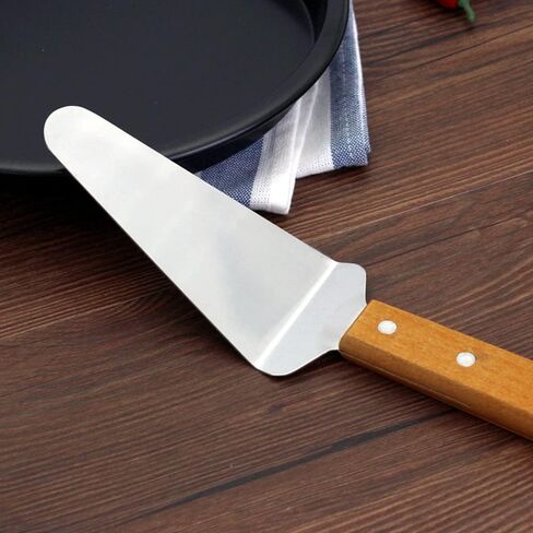 20 Pack Wood Handle Pizza Pie Server Stainless Steel Cake Server, Cake Holder Transfer Triangular Spade Spatula Shovel for Pizza Cake Biscuit Baking in Kuwait