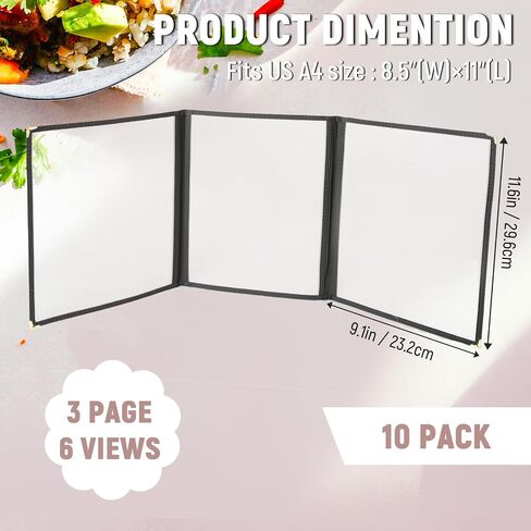 Menu Holder 10 Pack Restaurant Menu Covers Menu Covers 8.5 x 11 Inch Menu Cover Clear Viewing Surface Menu Holders for Restaurant, Bar, Cafe (1 Page 2 View) in Saudi Arabia