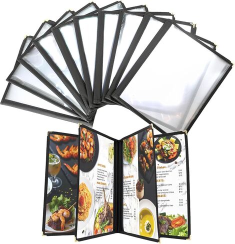 Menu Holder 10 Pack Restaurant Menu Covers Menu Covers 8.5 x 11 Inch Menu Cover Clear Viewing Surface Menu Holders for Restaurant, Bar, Cafe (1 Page 2 View) in Saudi Arabia